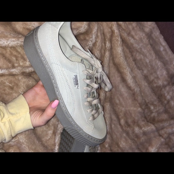 Puma Shoes - Gray Puma Basket Platforms
